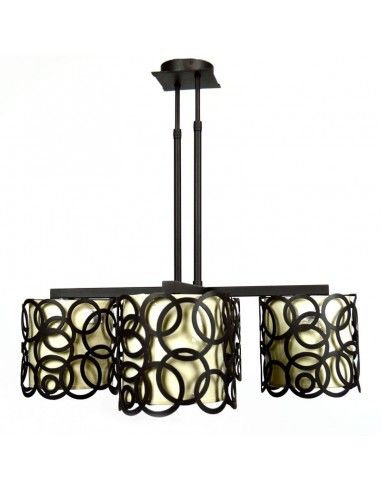 LAMPARA DE TECHO FORJA MARRON Y BEIGE