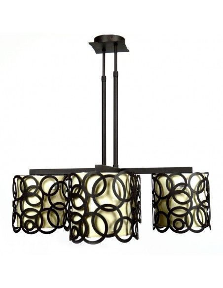 LAMPARA DE TECHO FORJA MARRON Y BEIGE