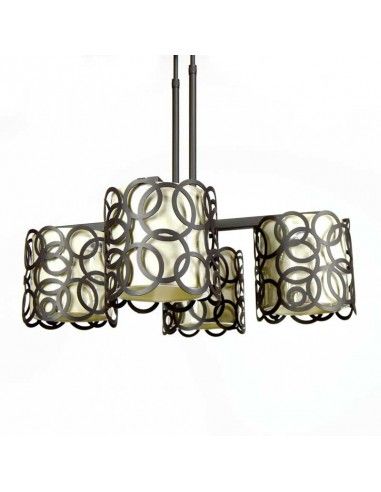 LAMPARA DE TECHO FORJA MARRON Y BEIGE