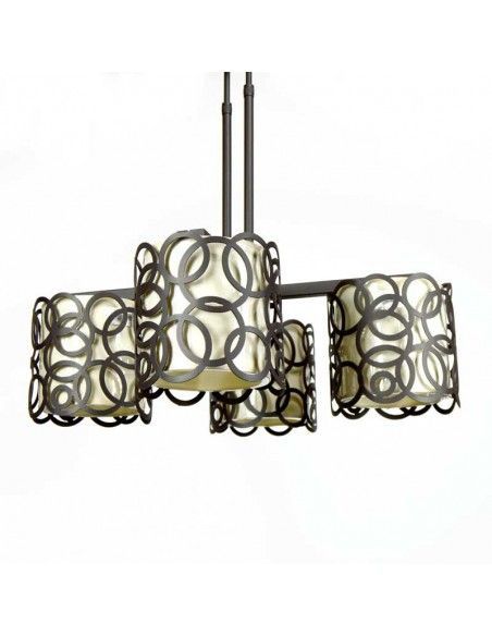 LAMPARA DE TECHO FORJA MARRON Y BEIGE