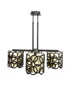 LAMPARA DE TECHO FORJA MARRON Y BEIGE