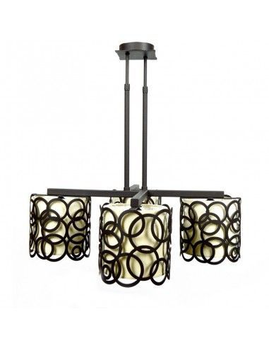 LAMPARA DE TECHO FORJA MARRON Y BEIGE