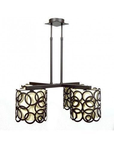 LAMPARA DE TECHO FORJA MARRON Y BEIGE