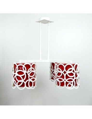 LAMPARA DE TECHO FORJA BLANCO Y ROJO