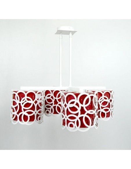LAMPARA DE TECHO FORJA BLANCO Y ROJO