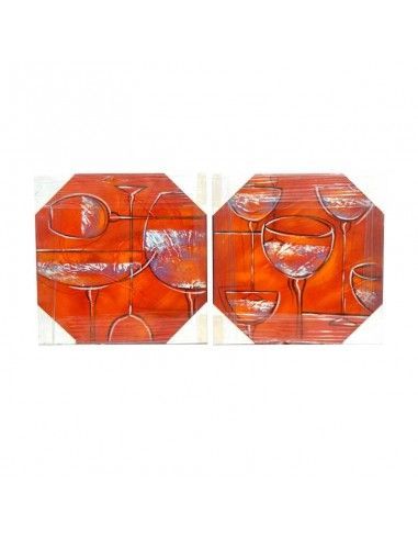 SET 2 CUADROS ROJOS CON COPAS MODERNO