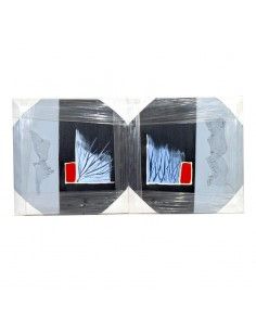 SET 2 CUADROS MODERNOS GRIS CON SILUETAS DE ARBOLES