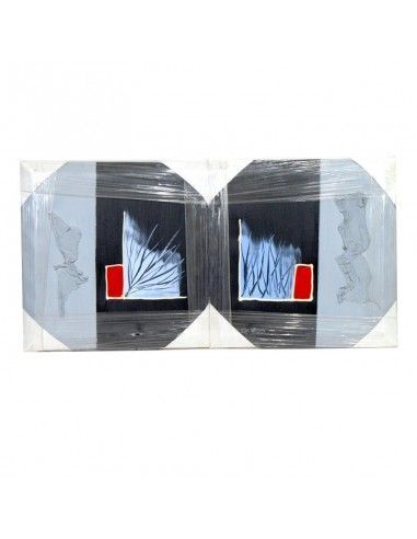 SET 2 CUADROS MODERNOS GRIS CON SILUETAS DE ARBOLES