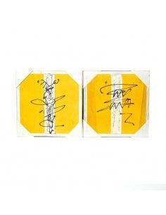 SET 2 CUADROS MODERNOS AMARILLO CON LETRAS