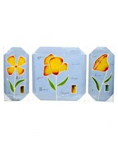 TRIPTICO PINTADO AL OLEO FLORES