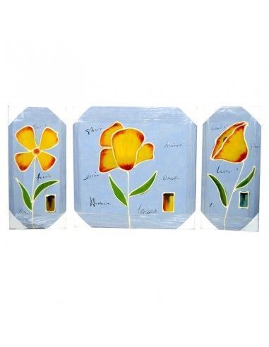 TRIPTICO PINTADO AL OLEO FLORES