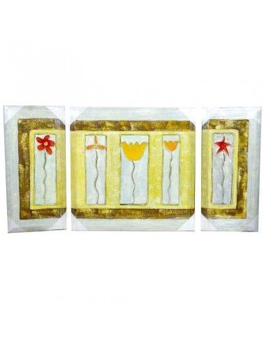 TRIPTICO PINTADO AL OLEO FLORES