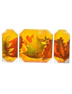 TRIPTICO PINTADO AL OLEO HOJAS