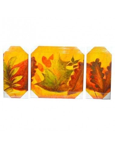 TRIPTICO PINTADO AL OLEO HOJAS