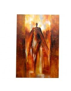 CUADRO PINTADO AL OLEO CON DIBUJO ABSTRACTO DE SILUETA DE MUJER