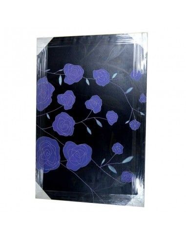 CUADRO PINTADO AL OLEO FLORES MORADAS