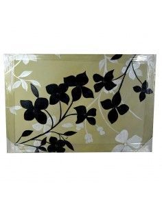 CUADRO PINTADO AL OLEO FLORES NEGRAS Y BLANCAS 2