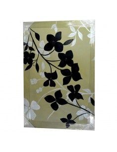 CUADRO PINTADO AL OLEO FLORES NEGRAS Y BLANCAS
