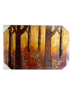 CUADRO PINTADO AL OLEO CON DIBUJO ABSTRACTO DE BOSQUE
