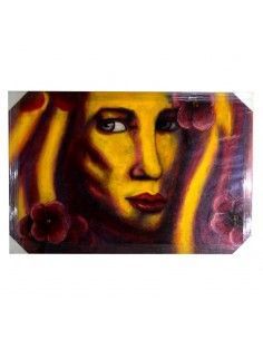 CUADRO PINTADO AL OLEO ABSTRACTO CARA MUJER