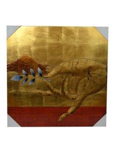 CUADRO DE MADERA CON MANO CON RAMA