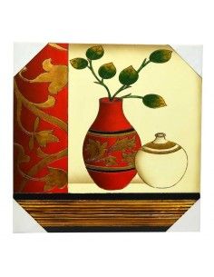 CUADRO DE MADERA CON JARRON CON FLORES