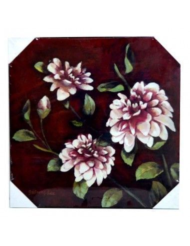 CUADRO DE MADERA CON FLORES BLANCAS