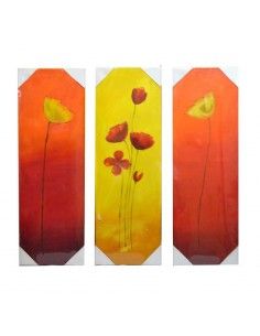 TRIPTICO PINTADO AL OLEO FLORES 