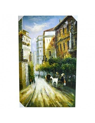 CUADRO PINTADO AL OLEO CIUDAD SIGLO XIX