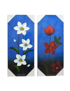 SET 2 CUADROS PINTADOS AL OLEO FLORES