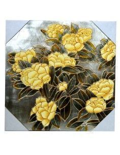 CUADRO DE MADERA CON FLORES AMARILLAS