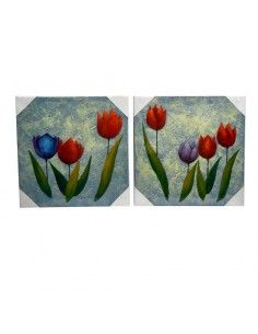 SET 2 CUADROS PINTADOS AL OLEO FLORES