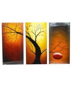 CUADROS PINTADOS AL OLEO ÁRBOL SOBRE FONDO NEGRO