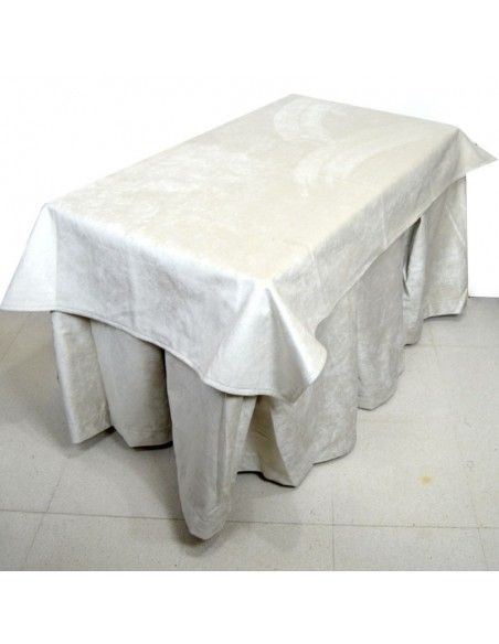 PACK  MESA CAMILLA FORJA COMPLETA NEGRO ORO Y ROPA BEIGE