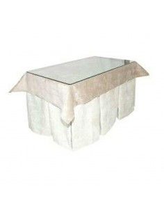 PACK  MESA CAMILLA FORJA COMPLETA NEGRO ORO Y ROPA BEIGE