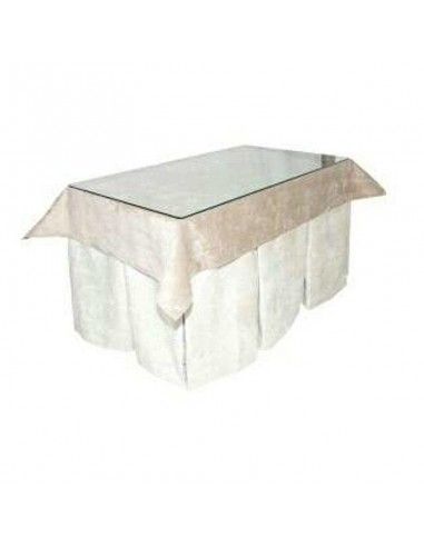 PACK  MESA CAMILLA FORJA COMPLETA NEGRO ORO Y ROPA BEIGE