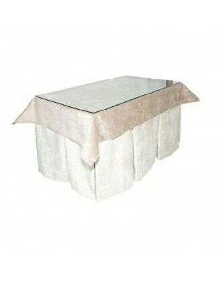 PACK  MESA CAMILLA FORJA COMPLETA NEGRO ORO Y ROPA BEIGE