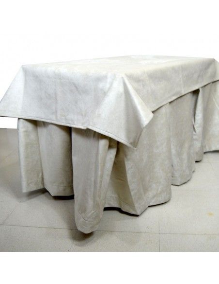 PACK  MESA CAMILLA FORJA COMPLETA NEGRO ORO Y ROPA BEIGE