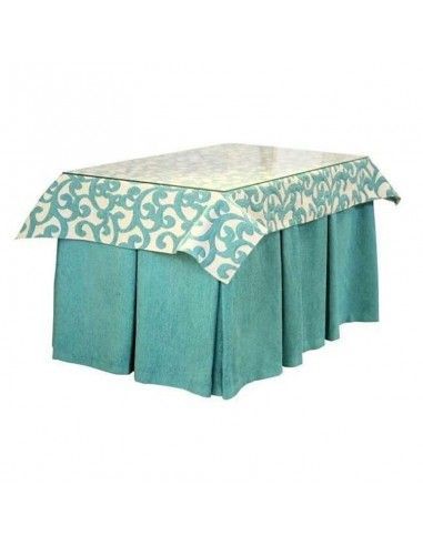 PACK  MESA CAMILLA FORJA COMPLETA BEIGE ORO Y ROPA TURQUESA
