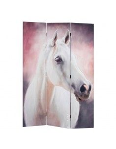 BIOMBO LIENZO SERIGRAFIADO CABALLO BLANCO