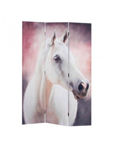 BIOMBO LIENZO SERIGRAFIADO CABALLO BLANCO