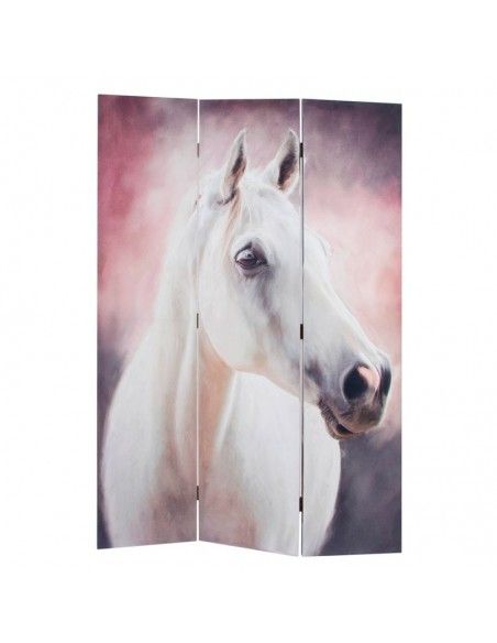 BIOMBO LIENZO SERIGRAFIADO CABALLO BLANCO