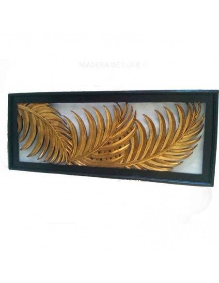 PANEL MADERA TALLADO CALADO HOJAS DE PALMERA