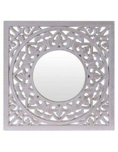 ESPEJO MADERA DE FILIGRANA BLANCO CUADRADO