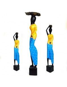 FIGURA MADERA DE MUJER AFRICANA