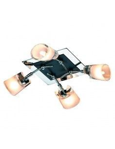 PLAFON DE TECHO CUADRADO FOCOS 4 LUCES CRISTAL SATINADO 