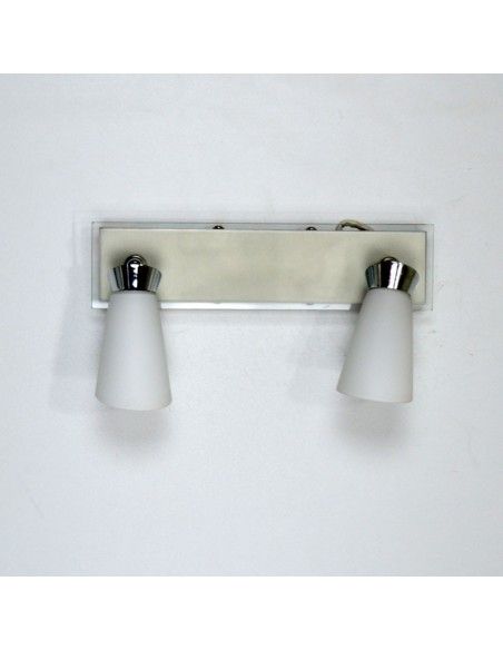 APLIQUE DE TECHO ACERO CON CRISTAL 2 LUCES