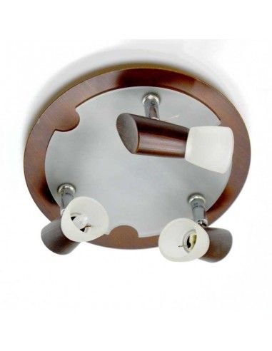 PLAFON DE TECHO TRES FOCO WENGUE Y CRISTAL