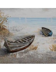 CUADRO TRIDIMENSIONAL CON DOS BARCAS EN LA PLAYA 2