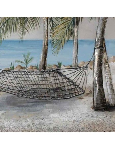 CUADRO TRIDIMENSIONAL CON HAMACA EN LA PLAYA
